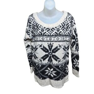 American Eagle Womens Nordic‎ Sweater Size Large Fair Isle Winter Cabin Lodge